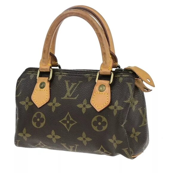 AUTHENTICITY GUARANTEED LOUIS VUITTON Mini Speedy Hand Bag Monogram Leather - Picture 1 of 13
